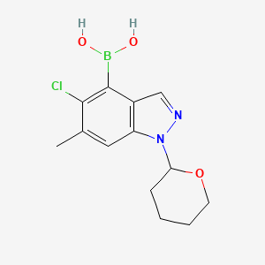 (5-Chloro-6-methyl-1-(tetrahydro-2H-pyran-2-yl)-1H-indazol-4-yl)boronic acid chemical structure