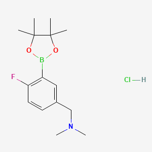 1-(4-Fluoro-3-(4,4,5,5-tetramethyl-1,3,2-dioxaborolan-2-yl)phenyl)-N,N-dimethylmethanamine hydrochloride chemical structure