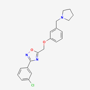 3-(3-Chlorophenyl)-5-((3-(pyrrolidin-1-ylmethyl)phenoxy)methyl)-1,2,4-oxadiazole chemical structure
