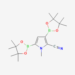 1-Methyl-3,5-bis(4,4,5,5-tetramethyl-1,3,2-dioxaborolan-2-yl)-1H-pyrrole-2-carbonitrile chemical structure