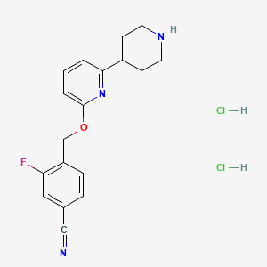 3-Fluoro-4-(((6-(piperidin-4-yl)pyridin-2-yl)oxy)methyl)benzonitrile dihydrochloride chemical structure