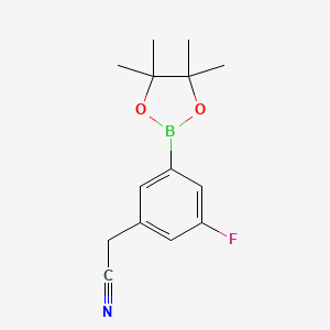 2-(3-Fluoro-5-(4,4,5,5-tetramethyl-1,3,2-dioxaborolan-2-yl)phenyl)acetonitrile chemical structure