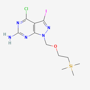 4-Chloro-3-iodo-1-((2-(trimethylsilyl)ethoxy)methyl)-1H-pyrazolo[3,4-d]pyrimidin-6-amine chemical structure
