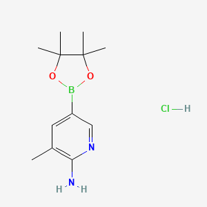 3-Methyl-5-(4,4,5,5-tetramethyl-1,3,2-dioxaborolan-2-yl)pyridin-2-amine hydrochloride chemical structure