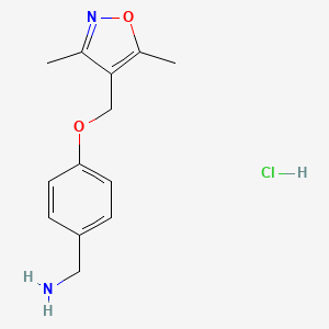 (4-((3,5-Dimethylisoxazol-4-yl)methoxy)phenyl)methanamine hydrochloride chemical structure