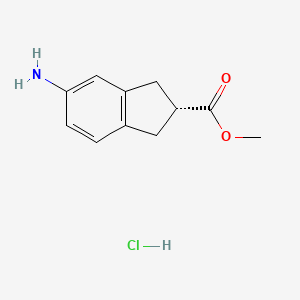 Methyl (R)-5-amino-2,3-dihydro-1H-indene-2-carboxylate hydrochloride chemical structure