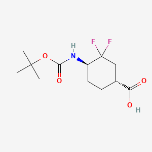 trans-4-((tert-Butoxycarbonyl)amino)-3,3-difluorocyclohexane-1-carboxylic acid chemical structure