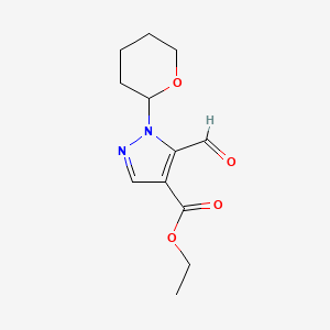 Ethyl 5-formyl-1-(tetrahydro-2H-pyran-2-yl)-1H-pyrazole-4-carboxylate chemical structure