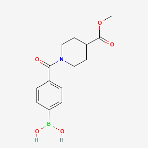 (4-(4-(Methoxycarbonyl)piperidine-1-carbonyl)phenyl)boronic acid chemical structure