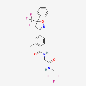 2-Methyl-N-(2-oxo-2-((2,2,2-trifluoroethyl)amino)ethyl)-4-(5-phenyl-5-(trifluoromethyl)-4,5-dihydroisoxazol-3-yl)benzamide chemical structure