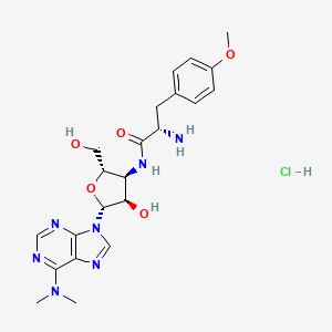(S)-2-Amino-N-((2S,3S,4R,5R)-5-(6-(Dimethylamino)-9H-purin-9-yl)-4-hydroxy-2-(hydroxymethyl)tetrahydrofuran-3-yl)-3-(4-methoxyphenyl)propanamide xhydrochloride chemical structure
