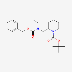 tert-Butyl 2-((((benzyloxy)carbonyl)(ethyl)amino)methyl)piperidine-1-carboxylate chemical structure