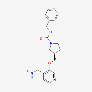 Benzyl (R)-3-(((4-(aminomethyl)pyridin-3-yl)oxy)methyl)pyrrolidine-1-carboxylate chemical structure