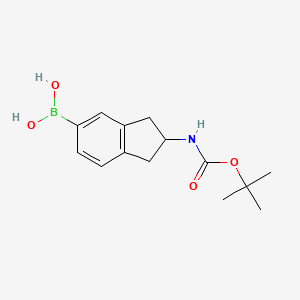 (2-((tert-Butoxycarbonyl)amino)-2,3-dihydro-1H-inden-5-yl)boronic acid chemical structure