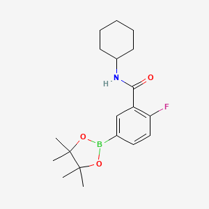 N-Cyclohexyl-2-fluoro-5-(4,4,5,5-tetramethyl-1,3,2-dioxaborolan-2-yl)benzamide chemical structure
