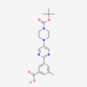 3-(5-(4-(tert-Butoxycarbonyl)piperazin-1-yl)pyrimidin-2-yl)-5-methylbenzoic acid chemical structure