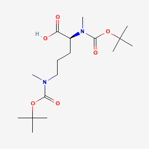(S)-2,5-Bis((tert-butoxycarbonyl)(methyl)amino)pentanoic acid chemical structure