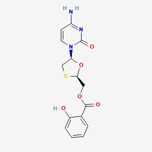 ((2R,5S)-5-(4-Amino-2-oxopyrimidin-1(2H)-yl)-1,3-oxathiolan-2-yl)methyl 2-hydroxybenzoate chemical structure