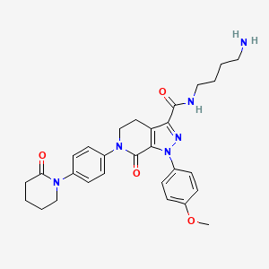 N-(4-Aminobutyl)-1-(4-methoxyphenyl)-7-oxo-6-(4-(2-oxopiperidin-1-yl)phenyl)-4,5,6,7-tetrahydro-1H-pyrazolo[3,4-c]pyridine-3-carboxamide chemical structure