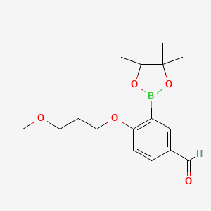 4-(3-Methoxypropoxy)-3-(4,4,5,5-tetramethyl-1,3,2-dioxaborolan-2-yl)benzaldehyde chemical structure