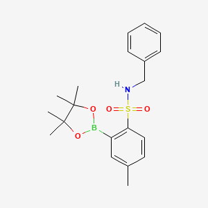 N-Benzyl-4-methyl-2-(4,4,5,5-tetramethyl-1,3,2-dioxaborolan-2-yl)benzenesulfonamide chemical structure