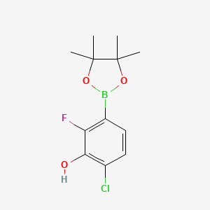 6-Chloro-2-fluoro-3-(4,4,5,5-tetramethyl-1,3,2-dioxaborolan-2-yl)phenol chemical structure