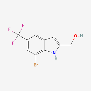 (7-Bromo-5-(trifluoromethyl)-1H-indol-2-yl)methanol chemical structure