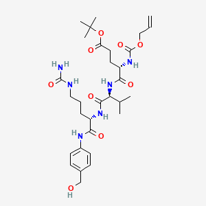 tert-Butyl (S)-4-(((allyloxy)carbonyl)amino)-5-(((S)-1-(((S)-1-((4-(hydroxymethyl)phenyl)amino)-1-oxo-5-ureidopentan-2-yl)amino)-3-methyl-1-oxobutan-2-yl)amino)-5-oxopentanoate chemical structure