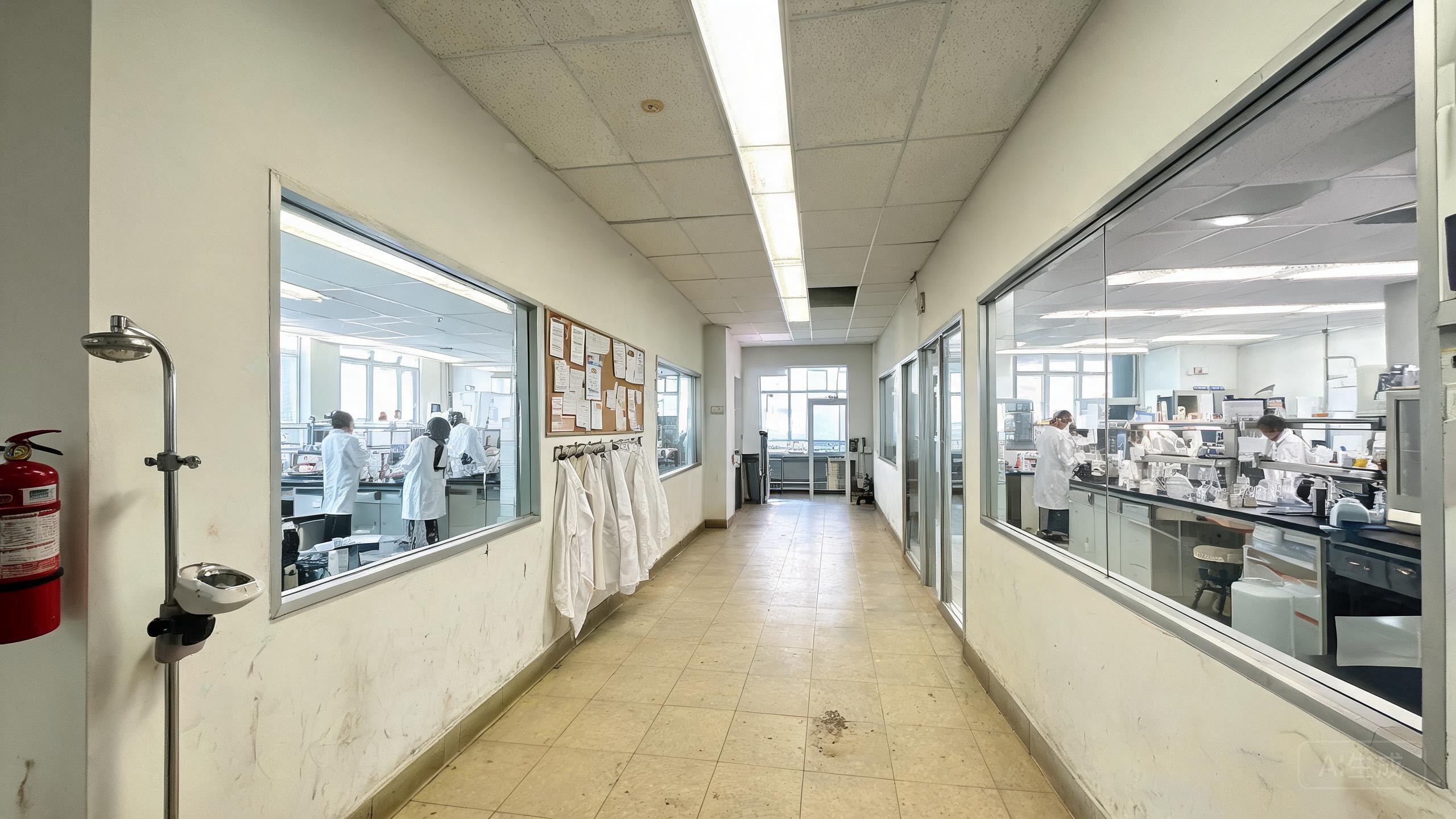 Raynchem modern laboratory corridor with advanced research equipment